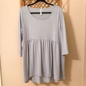 Light Gray 3/4 length sleeve Peplum Top NWOT